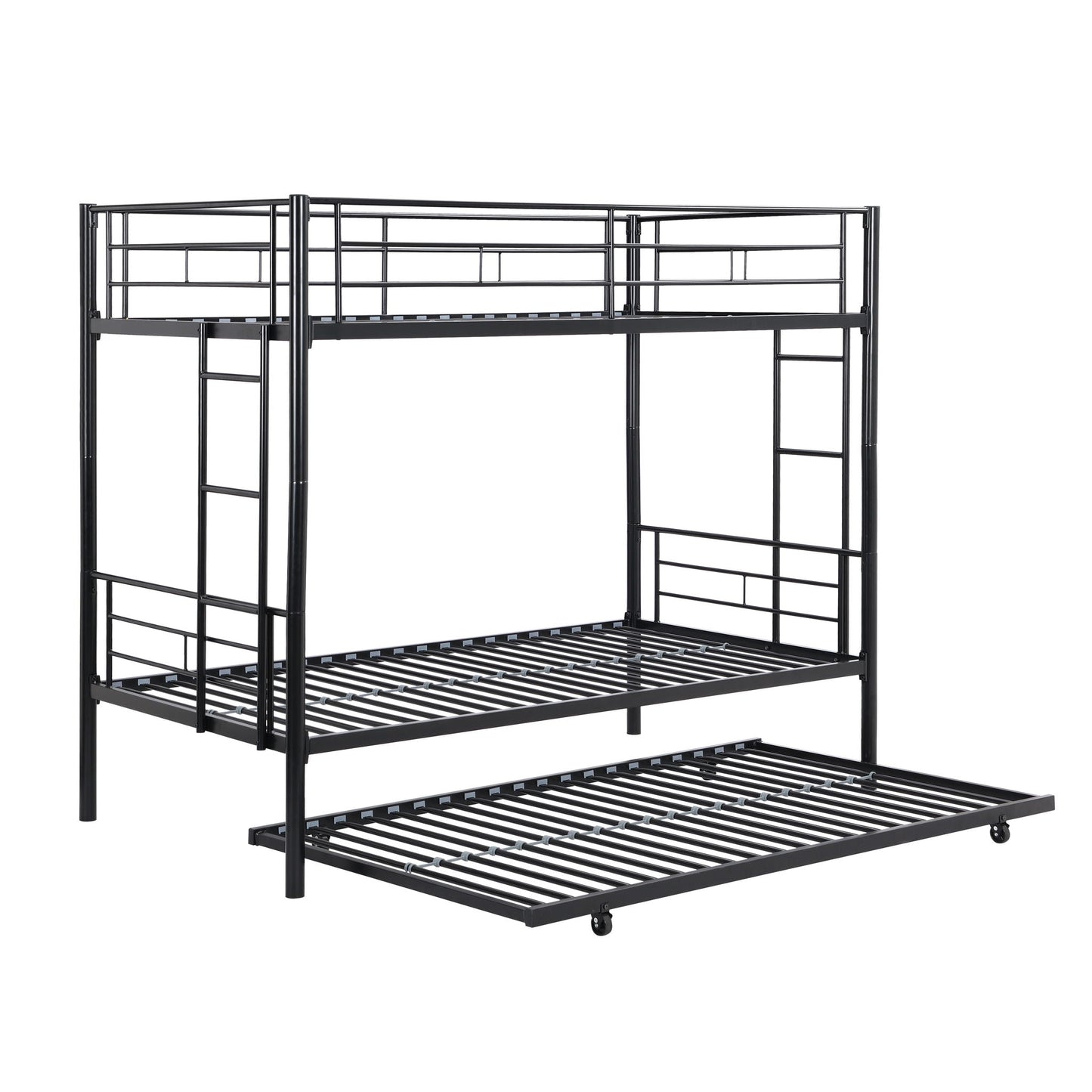 Modern Metal Frame Bunk Bed With Trundle