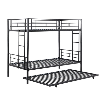 Modern Metal Frame Bunk Bed With Trundle
