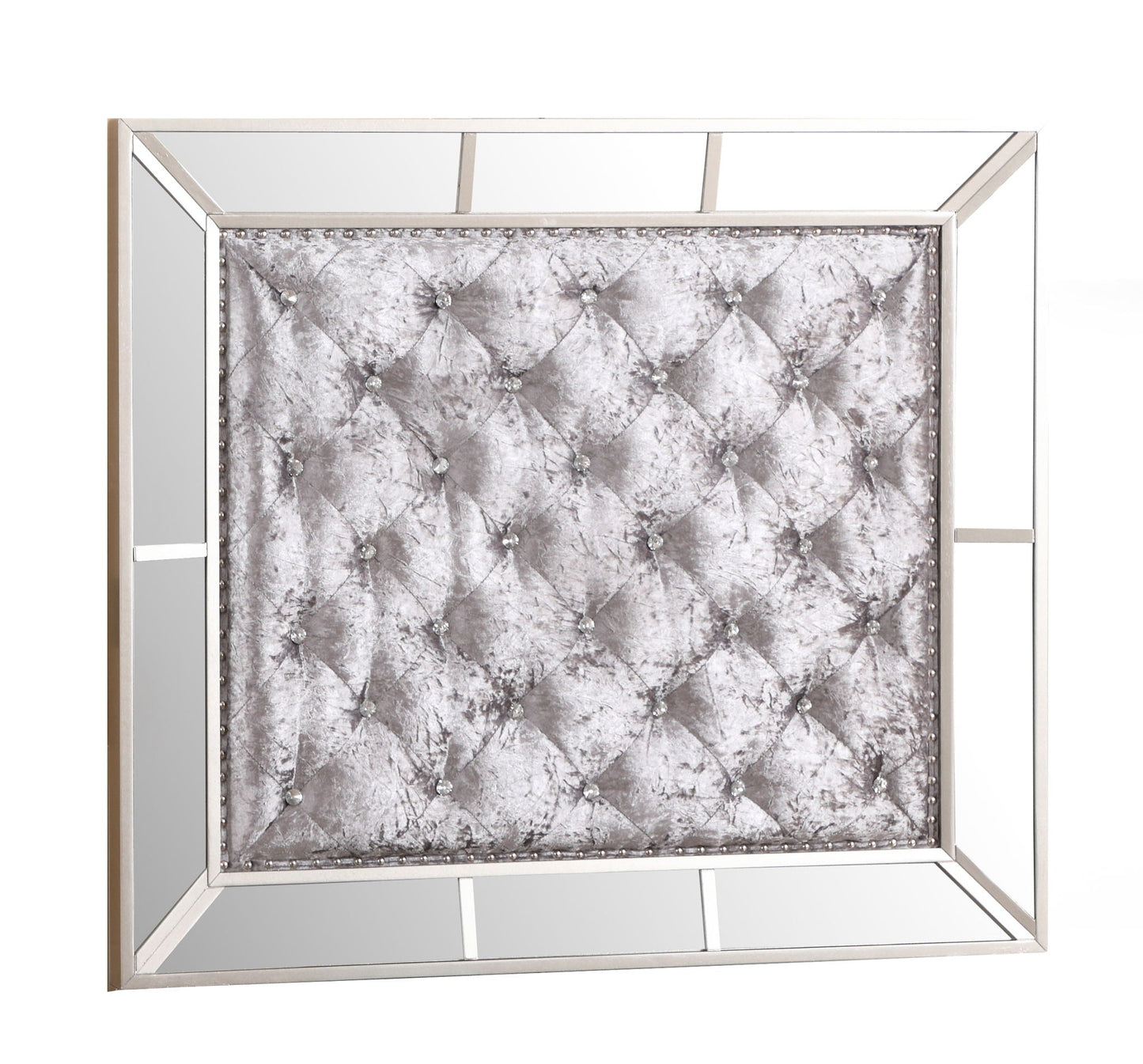 Stylish Contemporary Panel Bed by HouseOfZazla with tufted headboard and mirrored frame on Tampa Home & Garden Store