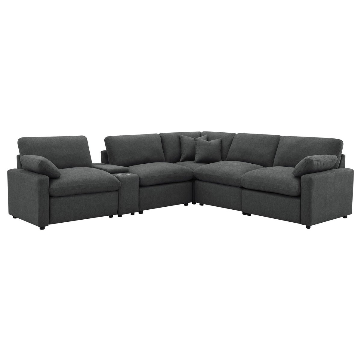Hollander 6-Piece Modular Power Reclining Sectional in dark gray fabric by HouseOfZazla on Tampa Home & Garden Store