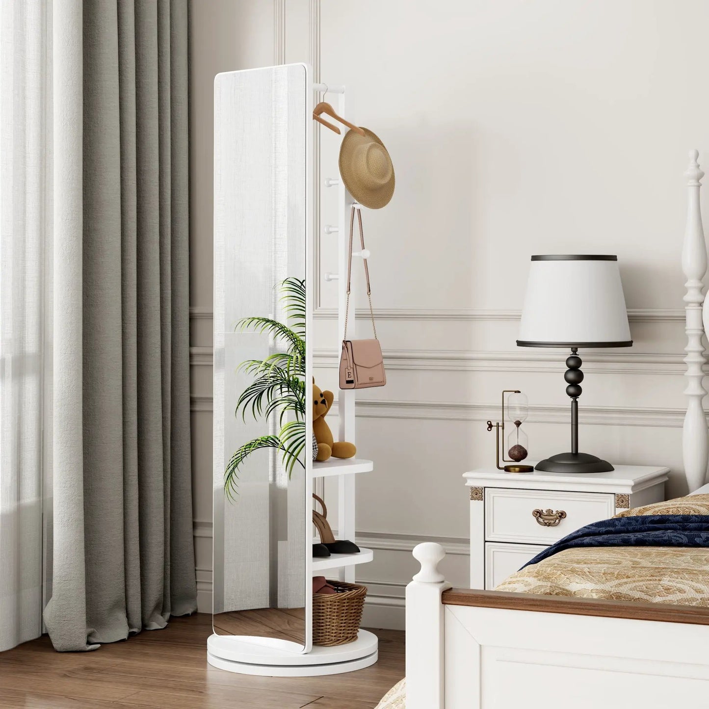 3 in 1 multifunctional full-length clothing mirror with white frame by Unique Piece Furniture on Tampa Home & Garden Store