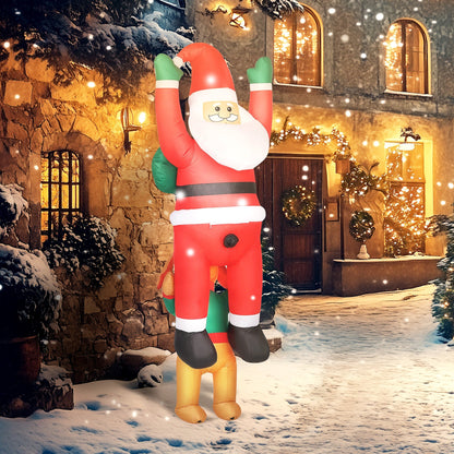 7ft hanging Christmas inflatable Santa with dog, HouseOfZazla, red suit with white beard on Tampa Home & Garden Store