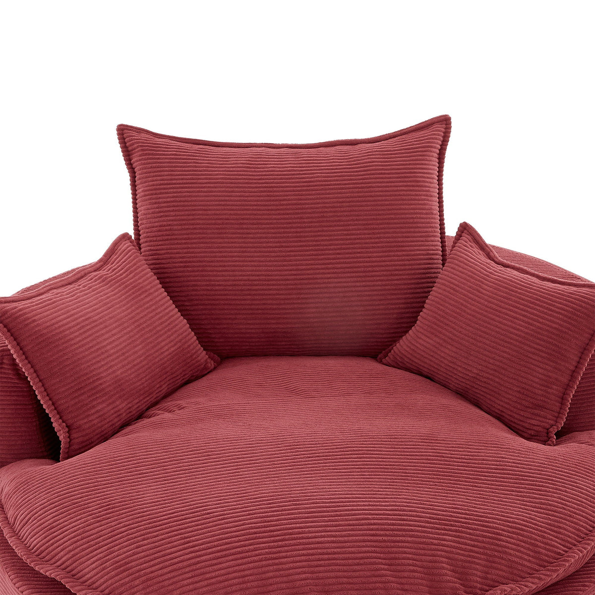 Swivel barrel chair with red corduroy cushions and pillows by HouseOfZazla on Tampa Home & Garden Store