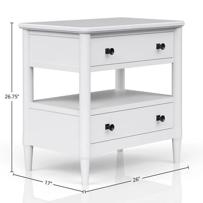 Open Nightstand With 2 Drawers and Felt Lined Top