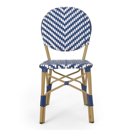 Navy Blue French Armless and Aluminum Chairs
