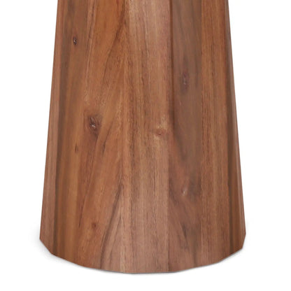 Dayton handcrafted wooden accent table base in warm brown woodgrain finish on Tampa Home & Garden Store