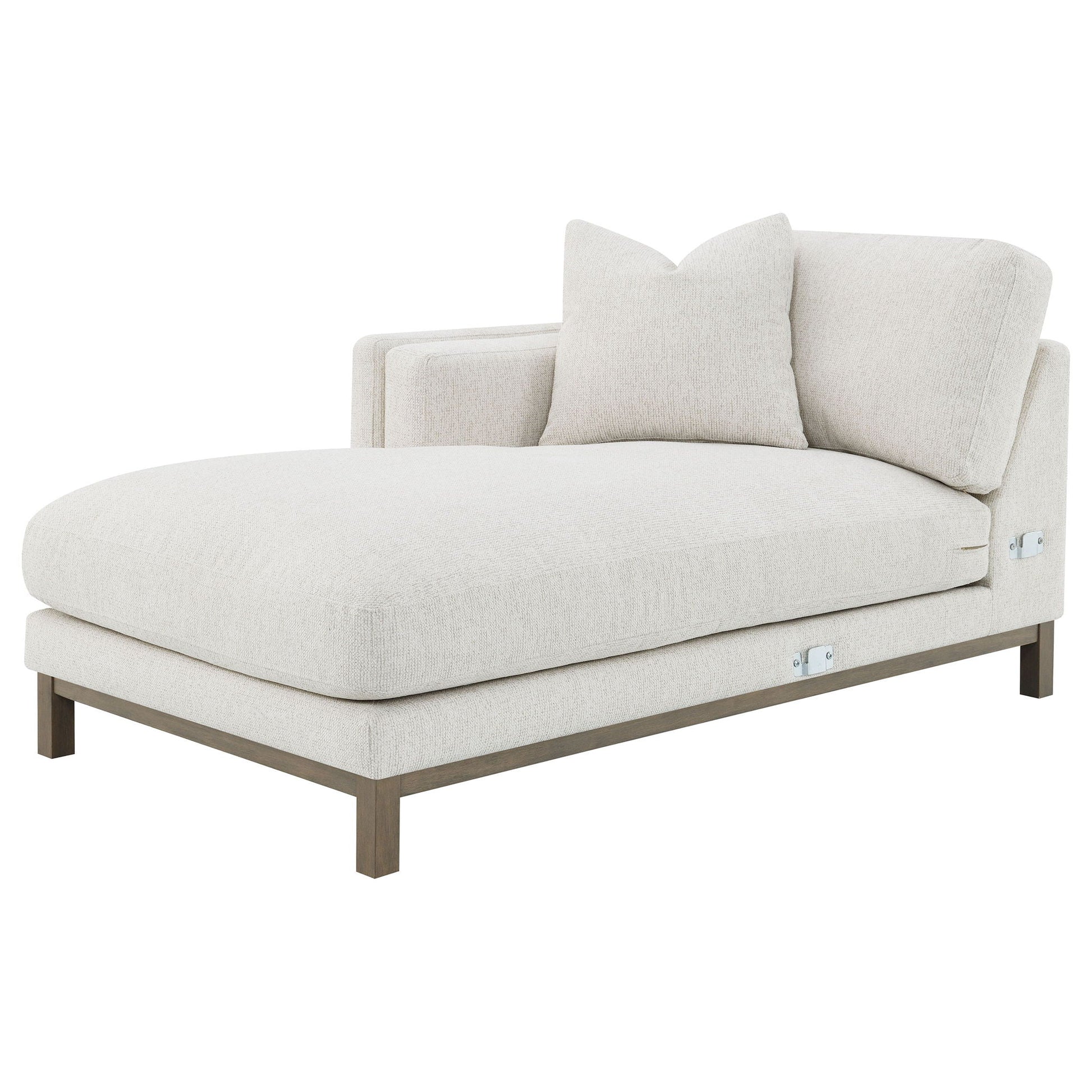 O'Brien left-chaise sectional sofa in sand fabric with plush back cushions and wood base on Tampa Home & Garden Store