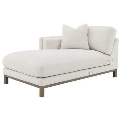 O'Brien left-chaise sectional sofa in sand fabric with plush back cushions and wood base on Tampa Home & Garden Store