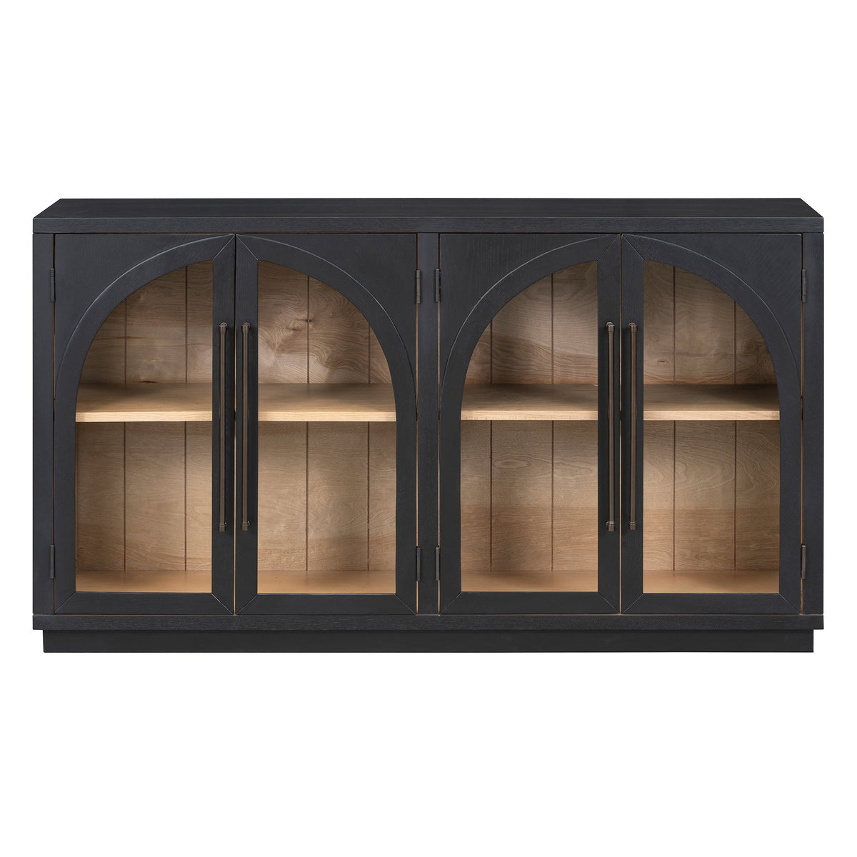 4-door black storage sideboard buffet with arched glass doors and wood interior, HouseOfZazla on Tampa Home & Garden Store
