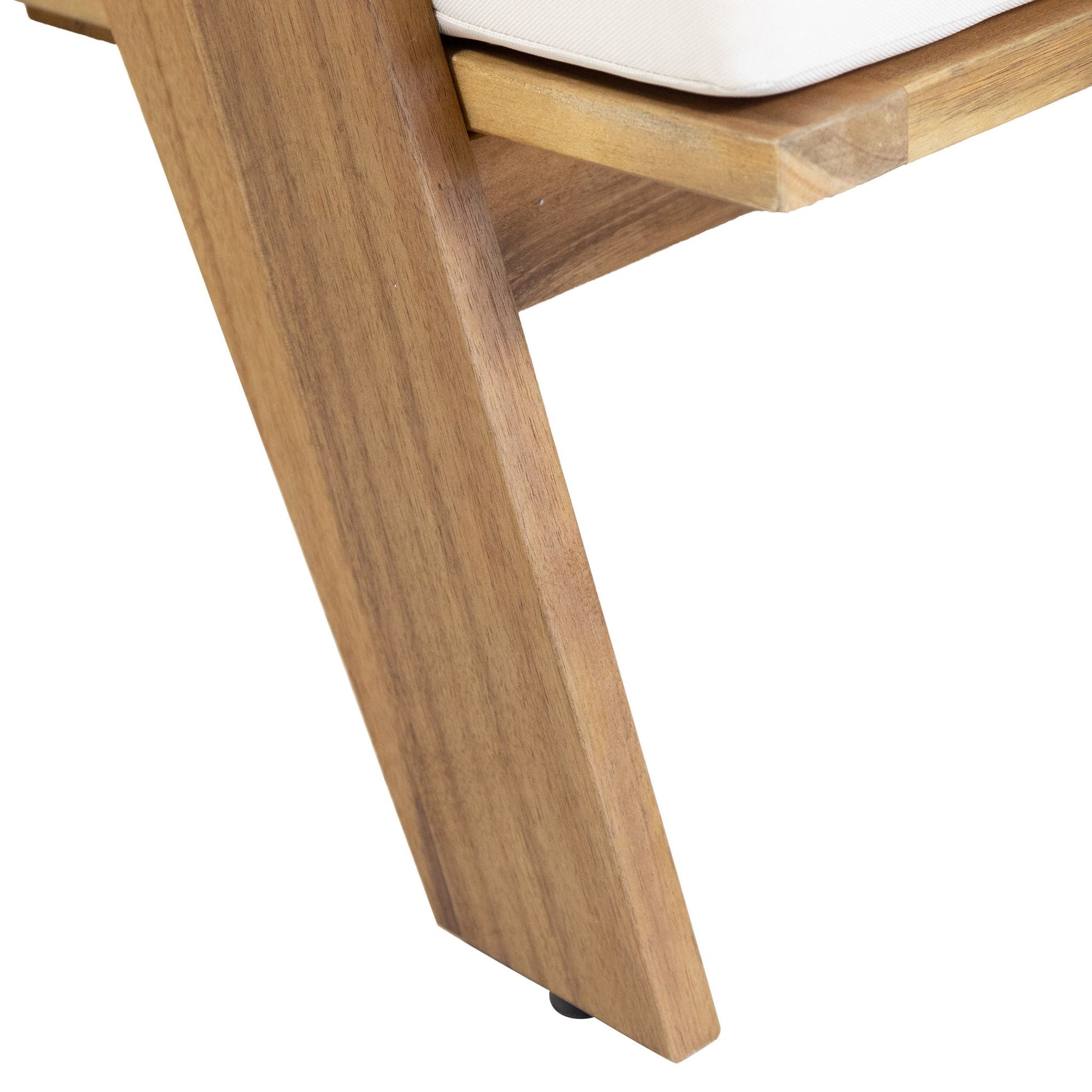 Outdoor acacia wood club chairs (set of 2) with beige cushions in teak finish by HouseOfZazla on Tampa Home & Garden Store