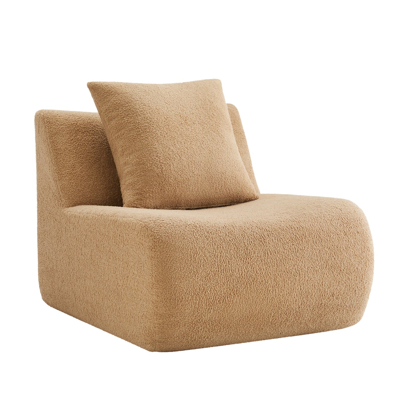 Modern Armless Sofa and Teddy Fabric Pillow Set