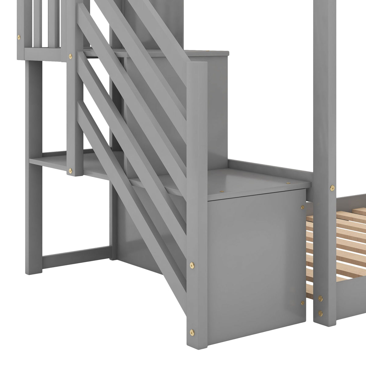 Bunk bed by HouseOfZazla gray with convertible slide and stairway, under-bed storage drawer on Tampa Home & Garden Store