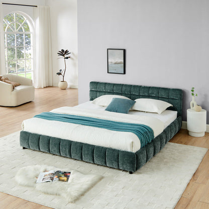 Modern Platform Bed and Thick Fabric Headboard