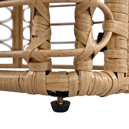 7-piece outdoor rattan furniture set frame close-up in brown with thick woven strands on Tampa Home & Garden Store