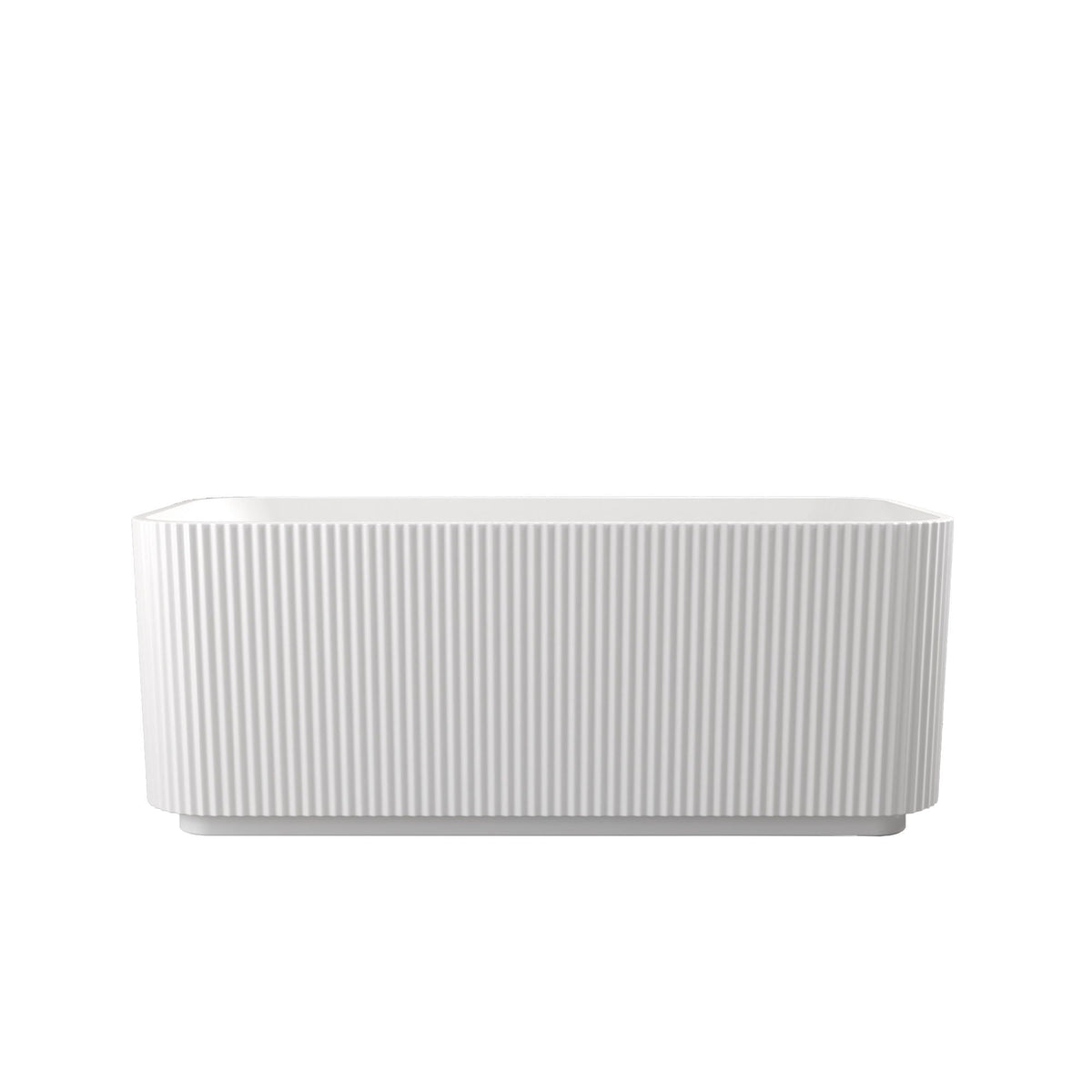 Linear freestanding soaker tub in gloss white with ribbed exterior by HouseOfZazla on Tampa Home & Garden Store