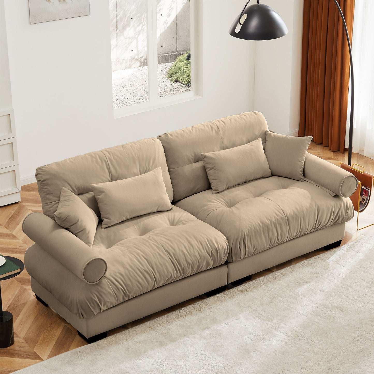 Large Modern Sofa With Cloud Comfort And Pillows
