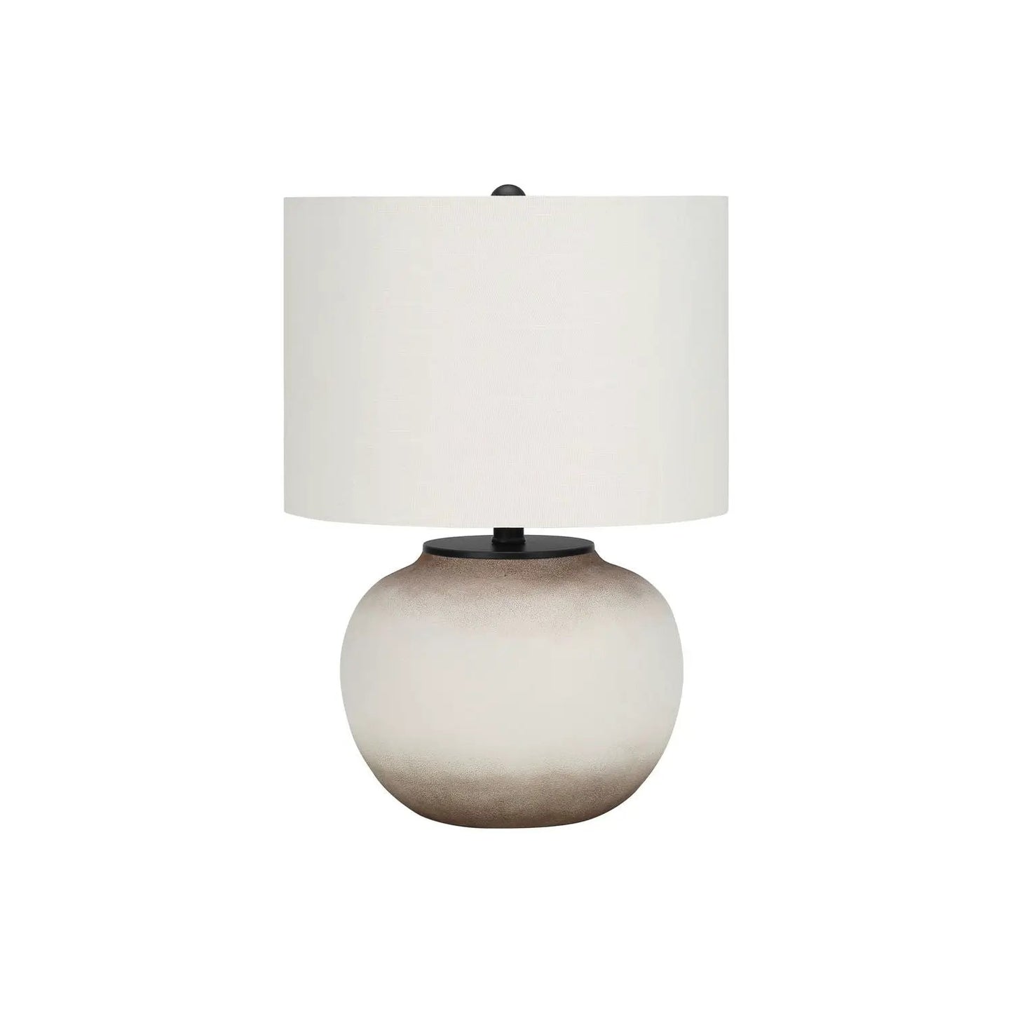 Table lamp with cream shade and ceramic cream-to-brown base, black accent, Unique Piece Furniture on Tampa Home & Garden Store