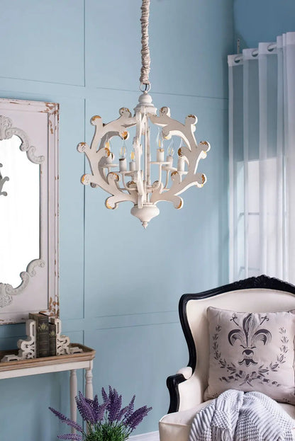 6 Light Chandelier for Kitchen White Finish