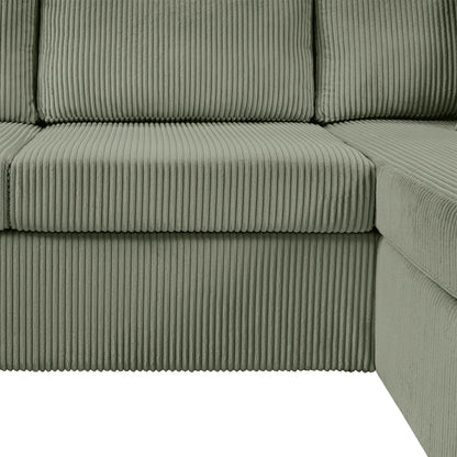 Oversized sectional sofa cushions in olive green corduroy upholstery; close-up texture on Tampa Home & Garden Store