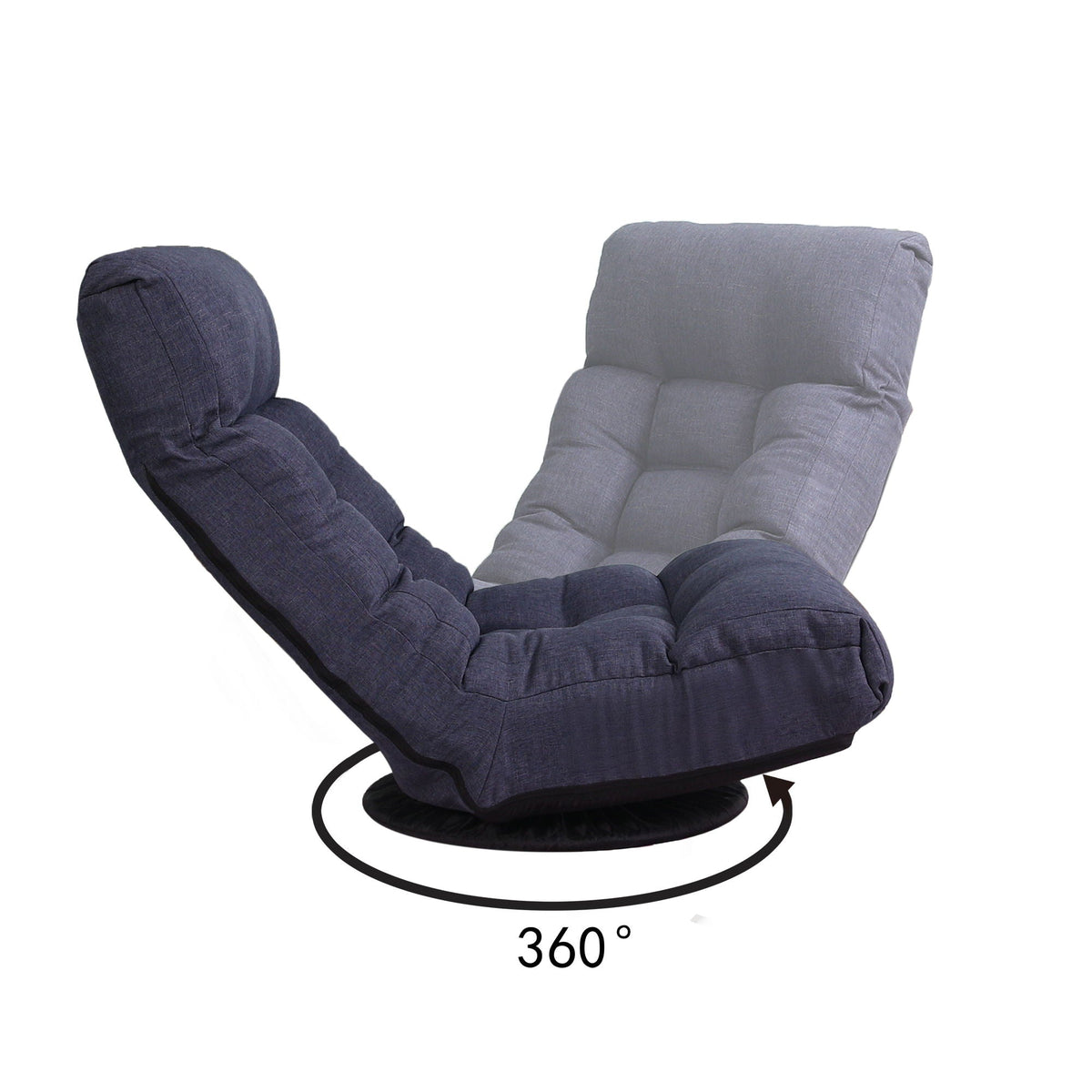Adjustable Japanese reclining floor chair with metal frame in navy and gray, set of two on Tampa Home & Garden Store