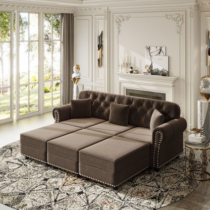 Upholstered Sofa Set with Nailhead and Pillows
