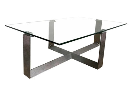 Holden Rectangular Glass Table with Pewter Frame