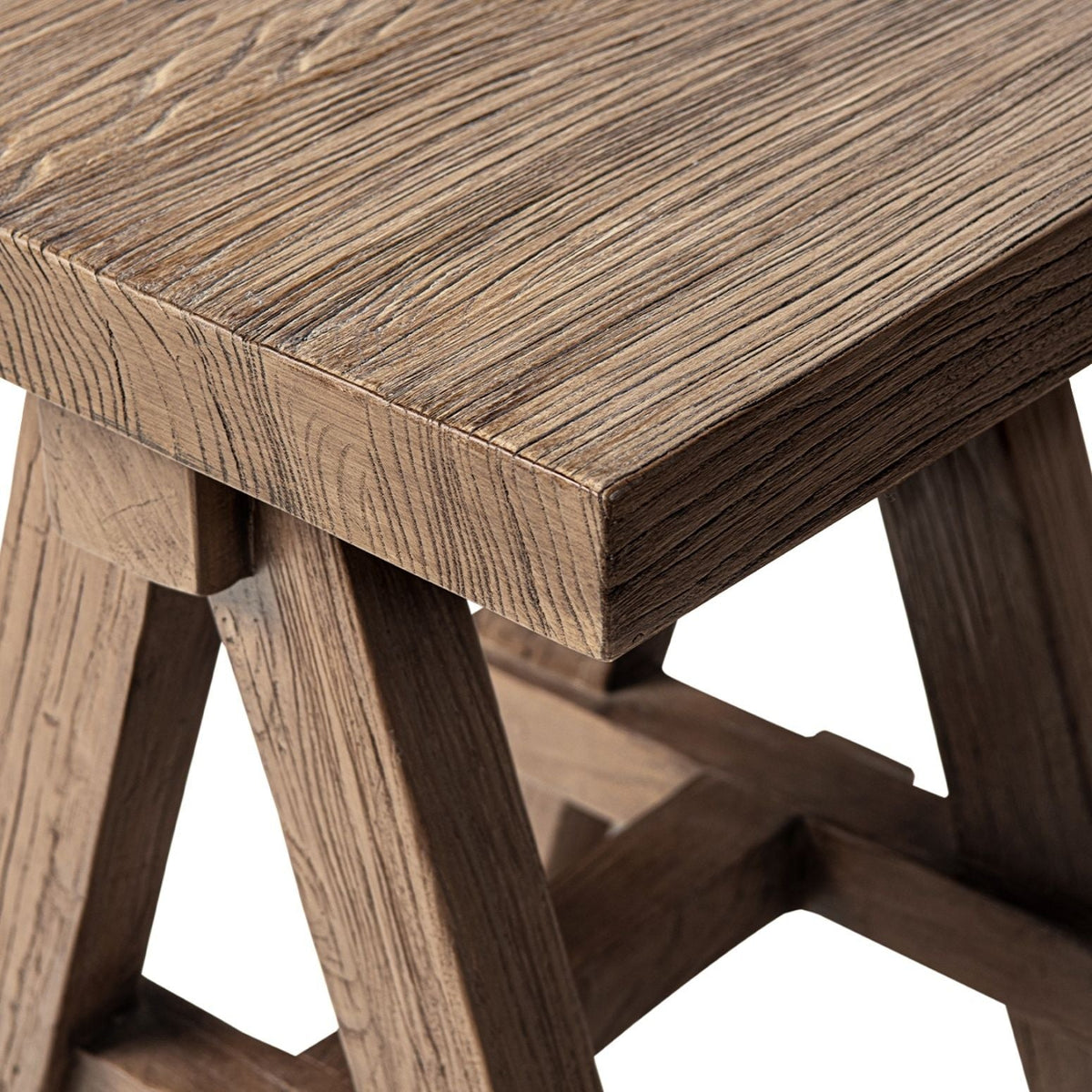Coffee table: trestle solid reclaimed elm in dark brown, sturdy angled legs by HouseOfZazla on Tampa Home & Garden Store