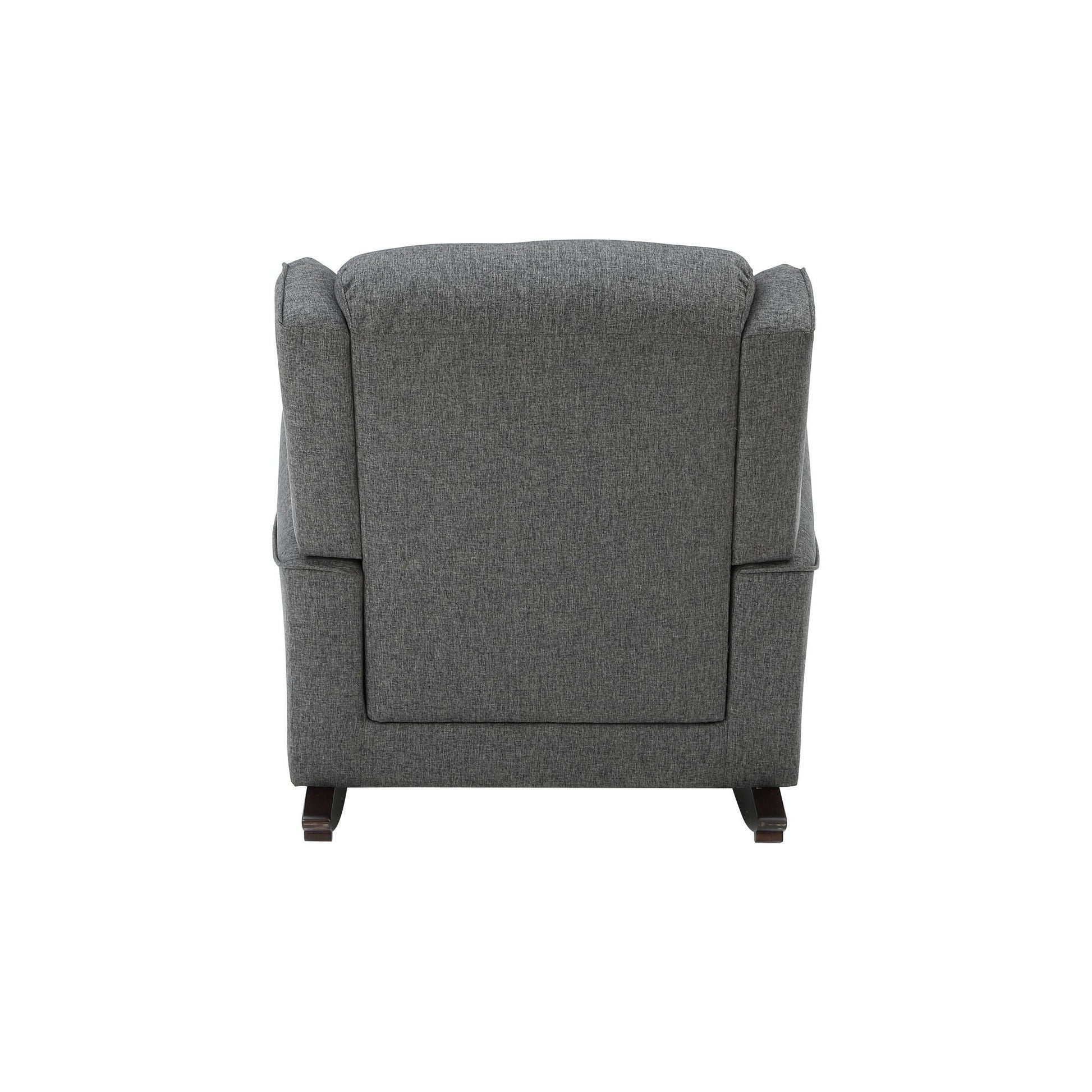 Fabien Rocking Chair gray fabric upholstery with padded back and arms by HouseOfZazla on Tampa Home & Garden Store