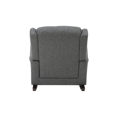 Fabien Rocking Chair gray fabric upholstery with padded back and arms by HouseOfZazla on Tampa Home & Garden Store