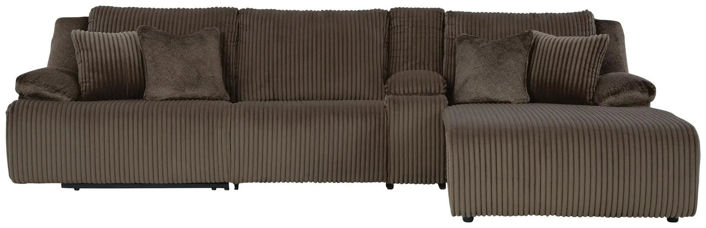 Top Tier Corduroy Reclining Sectional with Chaise