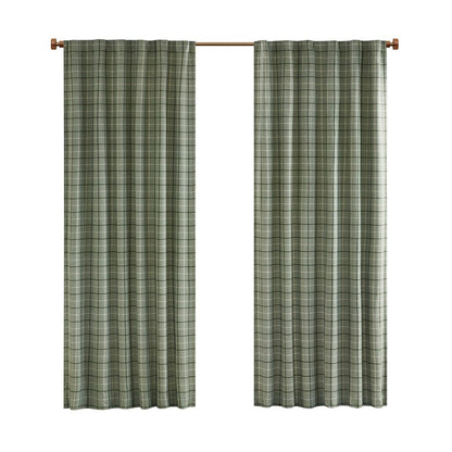Curtain panels in green plaid, rod pocket and back tab, fleece lining, 50x84, HouseOfZazla on Tampa Home & Garden Store