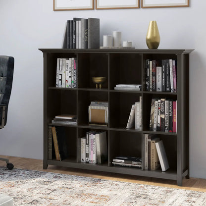 Amherst cube storage bookcase Unique Piece Furniture dark espresso finish with books on Tampa Home & Garden Store
