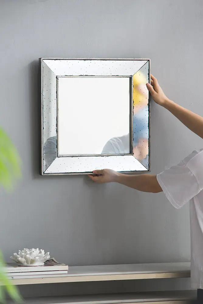 Distressed Accent Mirror with speckled white frame for living room wall Unique Piece Furniture on Tampa Home & Garden Store