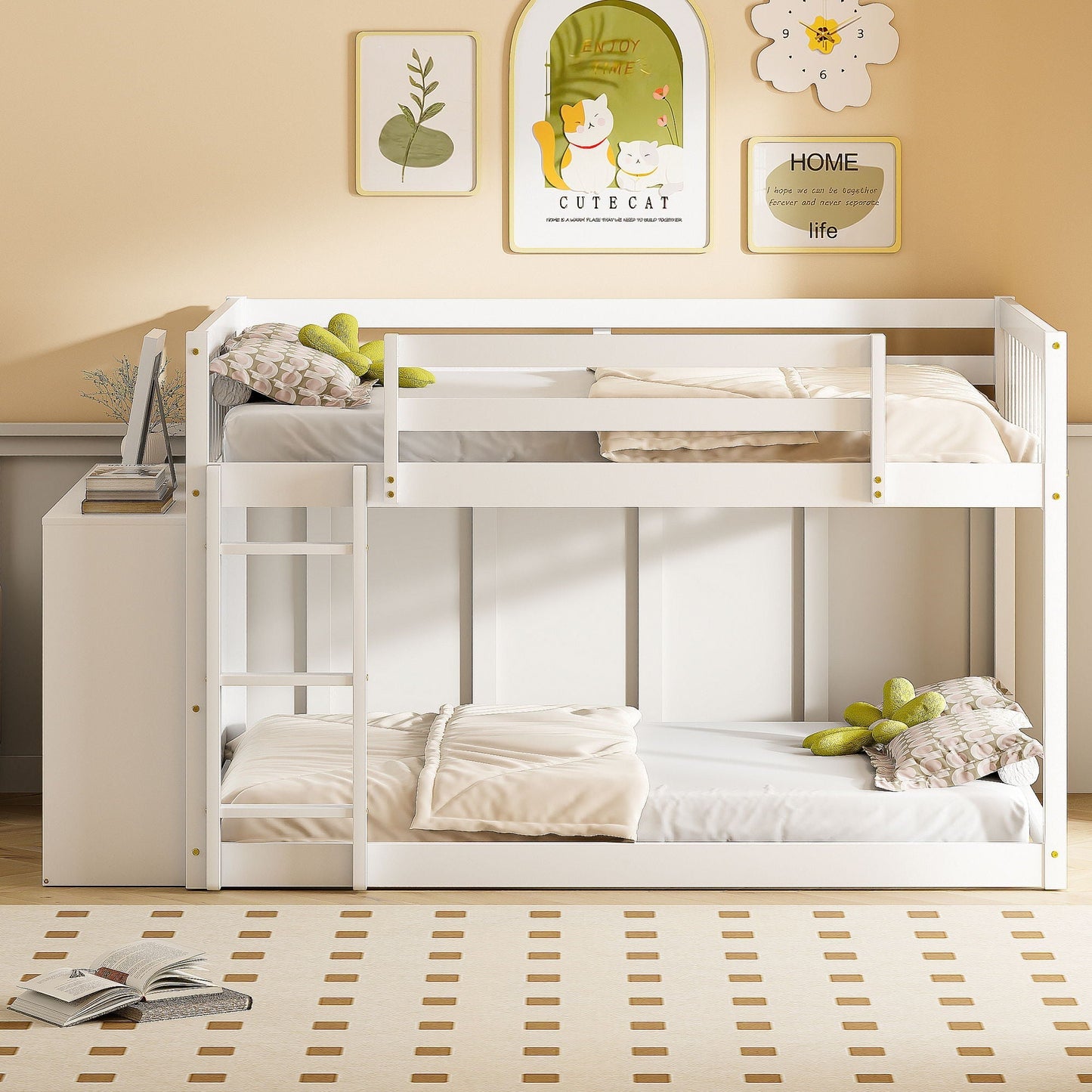 Solid Pine Bunk Bed with Drawers and Shelves