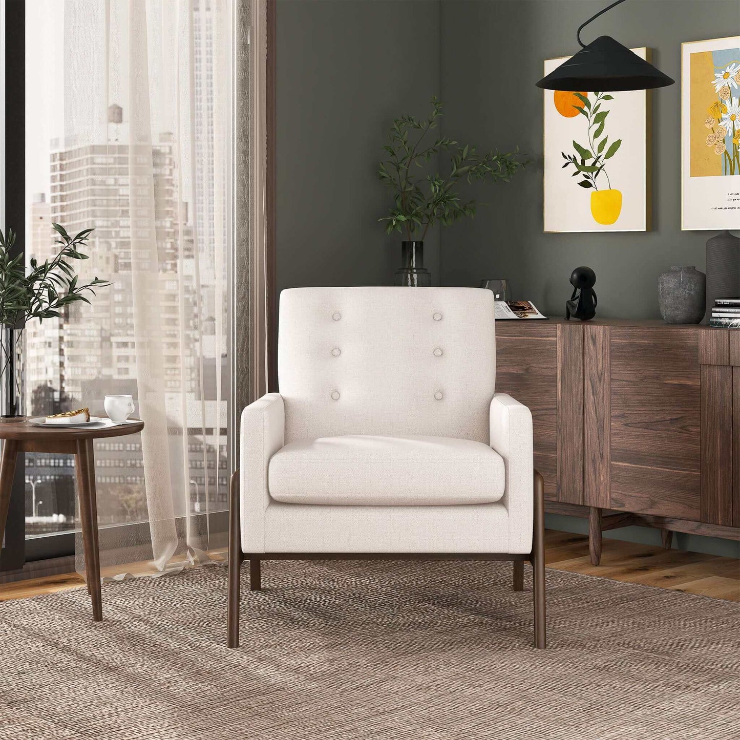 Cole Solid Wood Lounge Chair Mid Century Modern