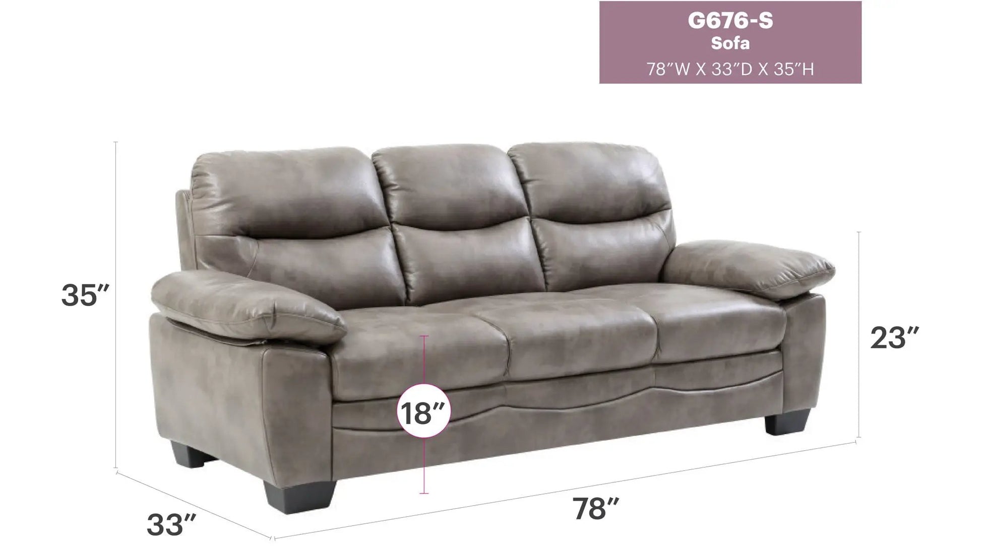 Marta sofa taupe leather stationary sofa by Unique Piece Furniture 78W x 33D x 35H on Tampa Home & Garden Store