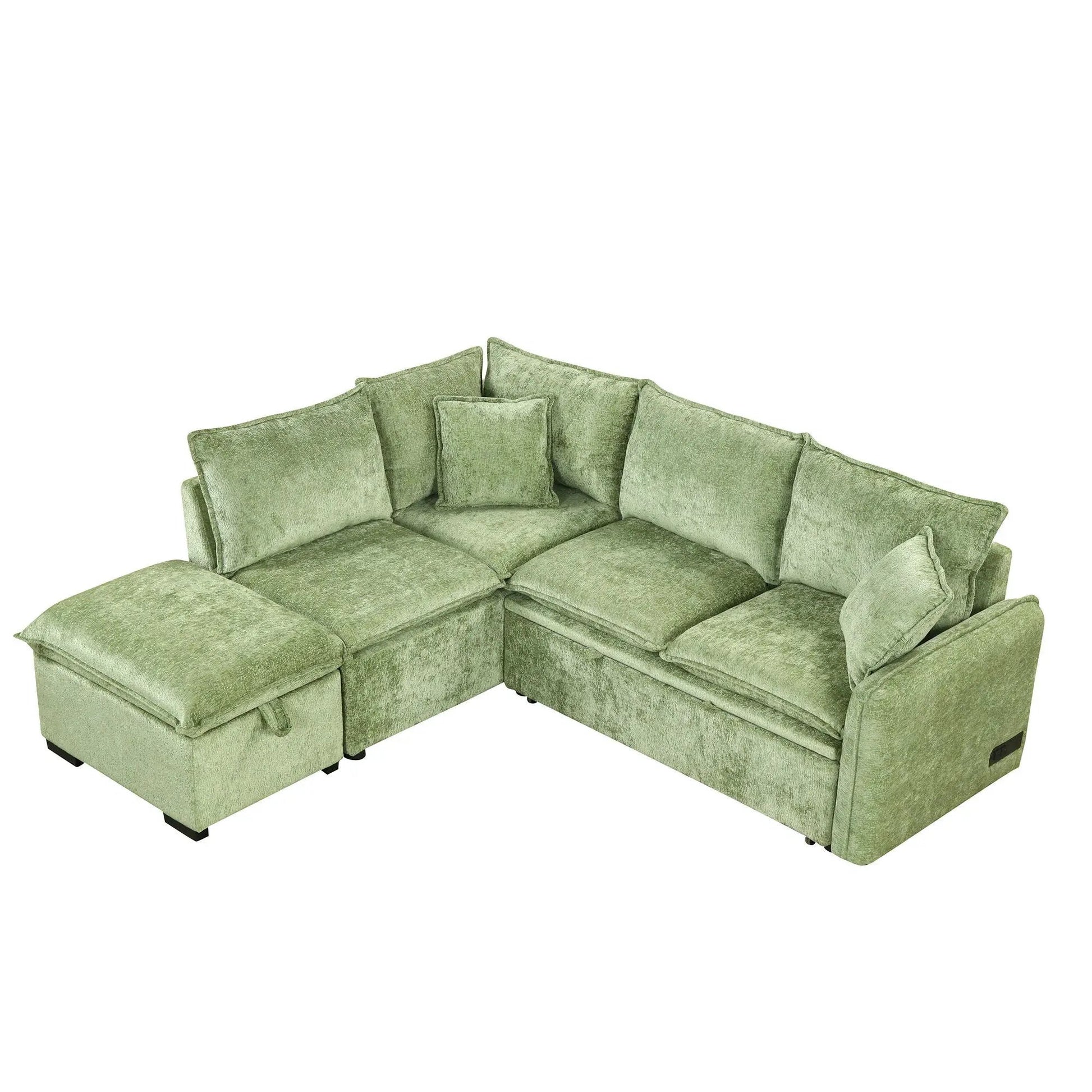 Sleeper sectional green velvet sofa with storage ottoman Unique Piece Furniture on Tampa Home & Garden Store