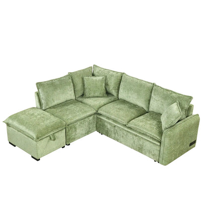 Sleeper sectional green velvet sofa with storage ottoman Unique Piece Furniture on Tampa Home & Garden Store