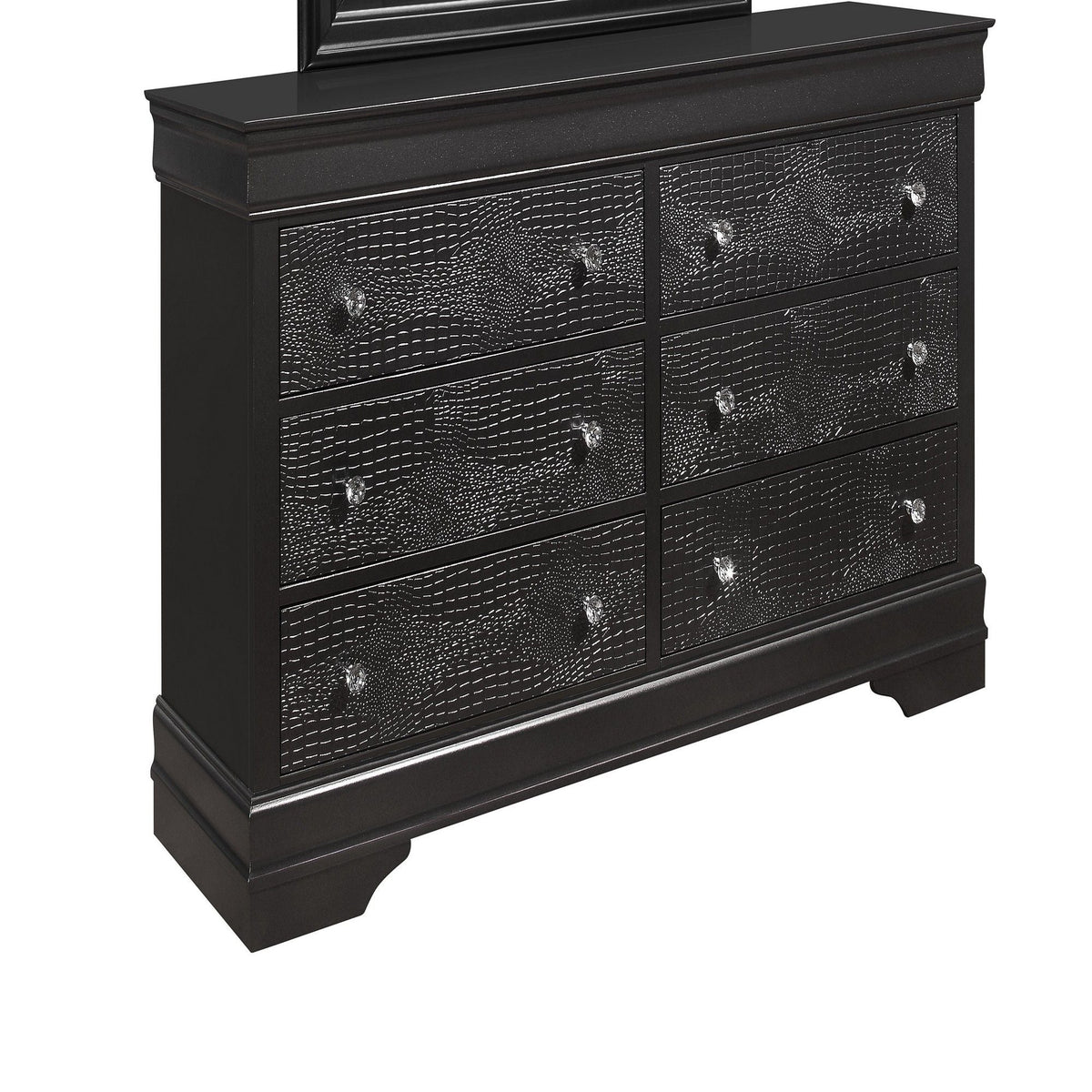 Dresser in dark gray crocodile texture with sparkling crystal knobs HouseOfZazla on Tampa Home & Garden Store