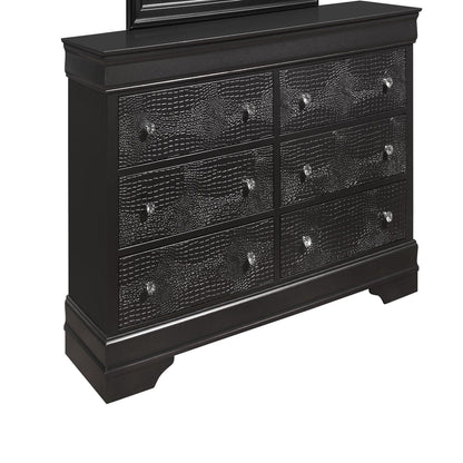 Dresser in dark gray crocodile texture with sparkling crystal knobs HouseOfZazla on Tampa Home & Garden Store