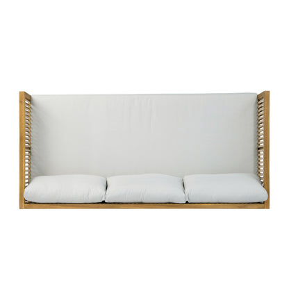 Outdoor Acacia Wood Patio Sofa with Teak Finish
