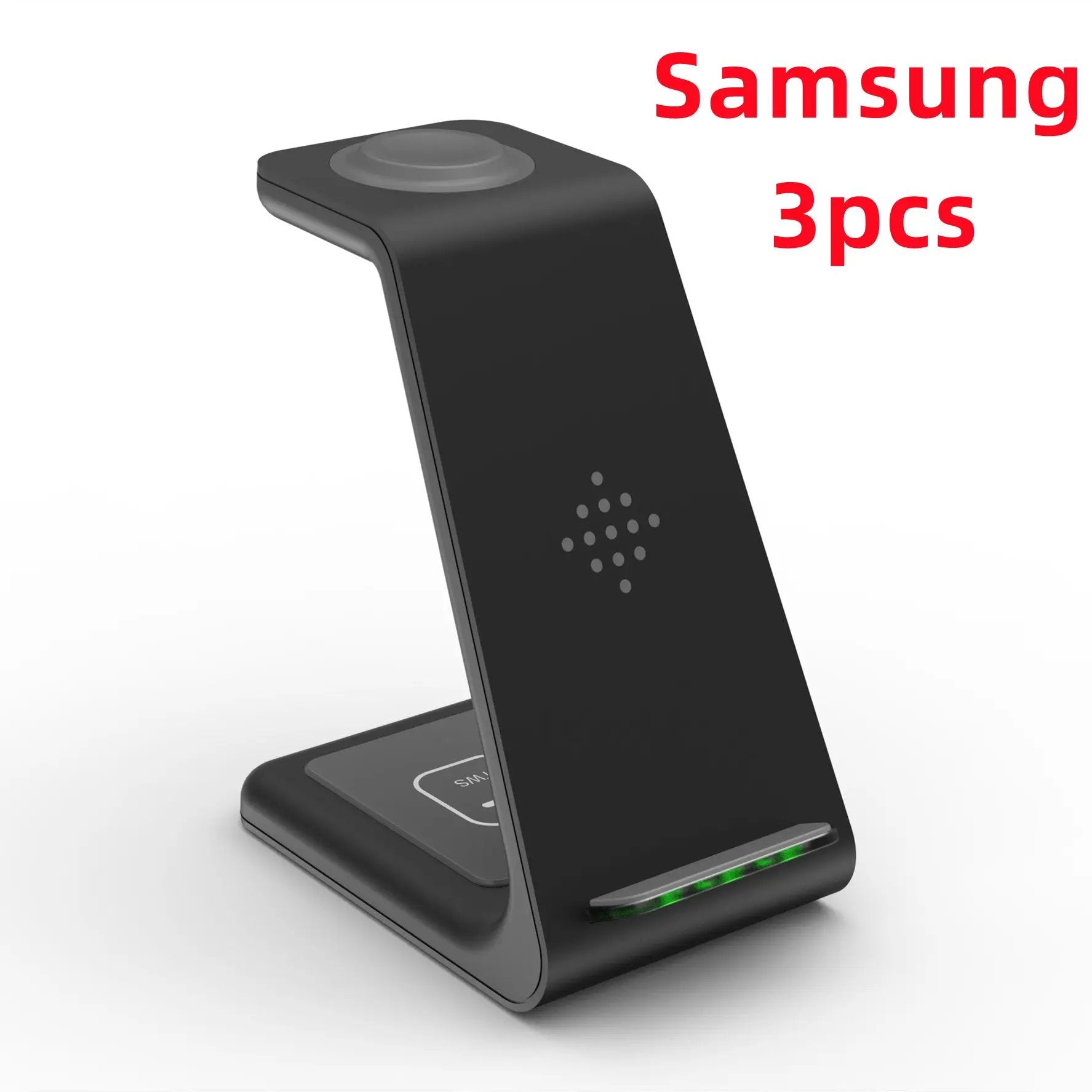 3-in-1 wireless charging stand for phones, black dock with Samsung branding visible on Tampa Home & Garden Store