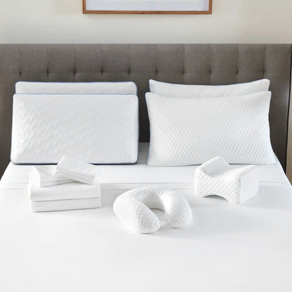 12 Piece Comfort Bedding Pack white quilted set with blue piping by Unique Piece Furniture on Tampa Home & Garden Store