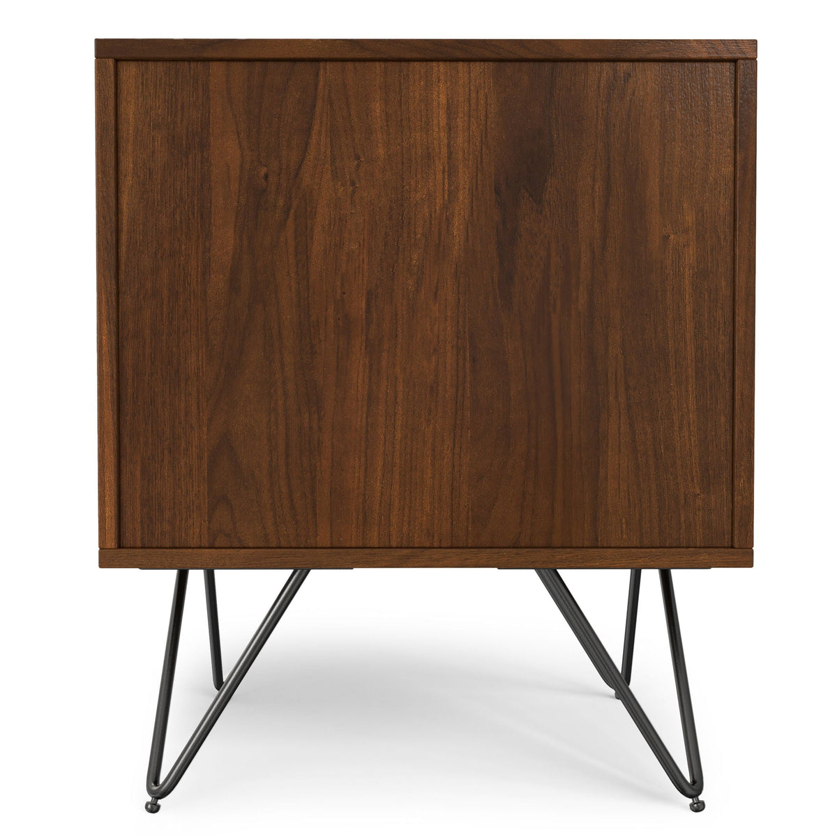 Hunter nightstand with real wood veneer in dark brown, metal hairpin legs on Tampa Home & Garden Store