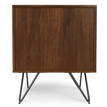 Hunter nightstand with real wood veneer in dark brown, metal hairpin legs on Tampa Home & Garden Store