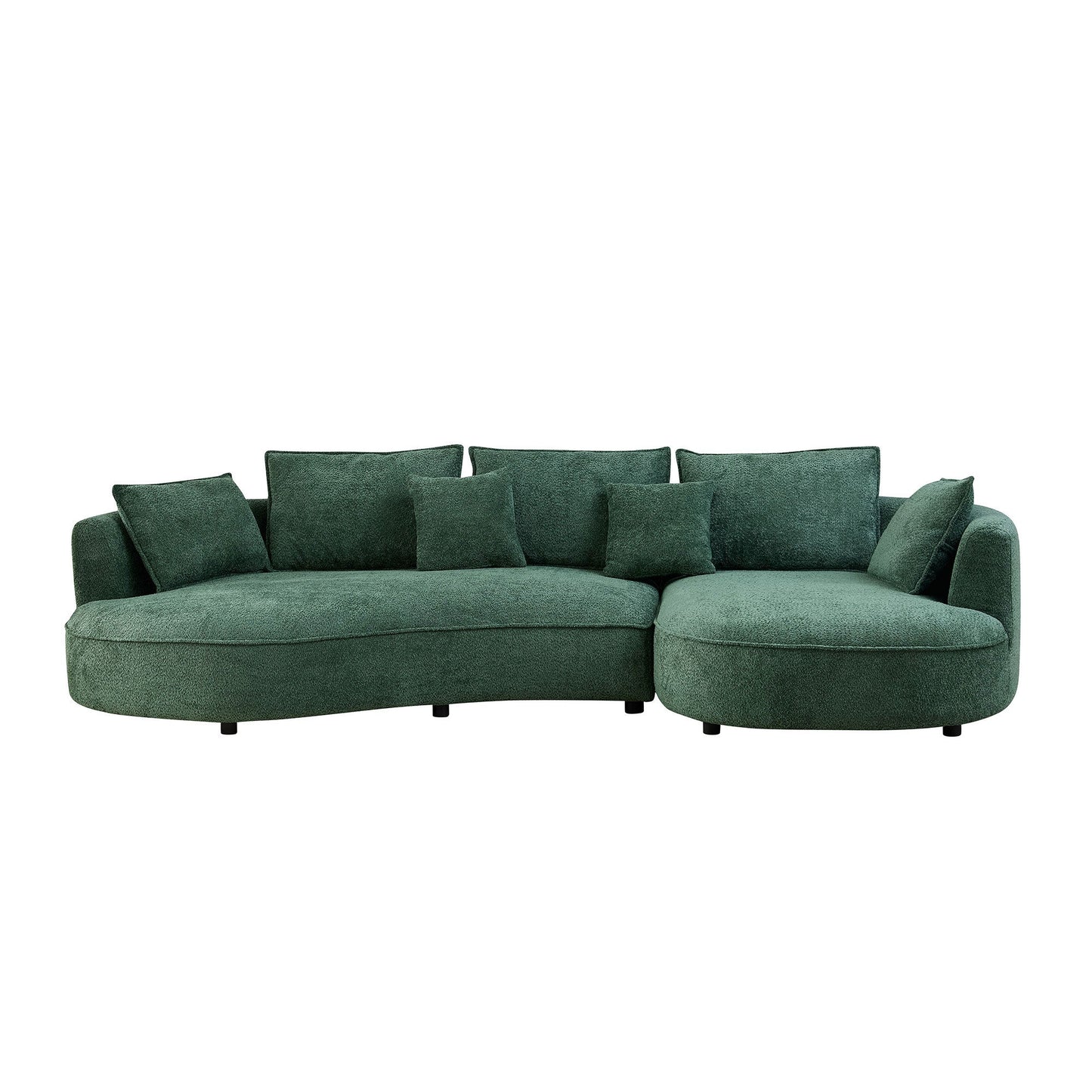 Oversized Sectional Sofa with Chaise in green textured fabric with multiple plush cushions on Tampa Home & Garden Store