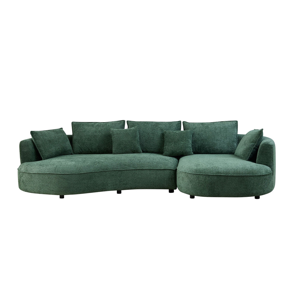 Oversized Sectional Sofa with Chaise in green textured fabric with multiple plush cushions on Tampa Home & Garden Store