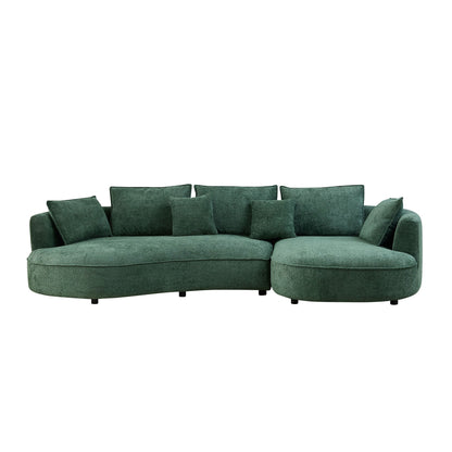 Oversized Sectional Sofa with Chaise in green textured fabric with multiple plush cushions on Tampa Home & Garden Store
