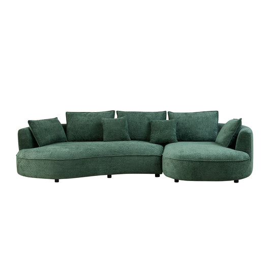 Oversized Sectional Sofa with Chaise in green textured fabric with multiple plush cushions on Tampa Home & Garden Store