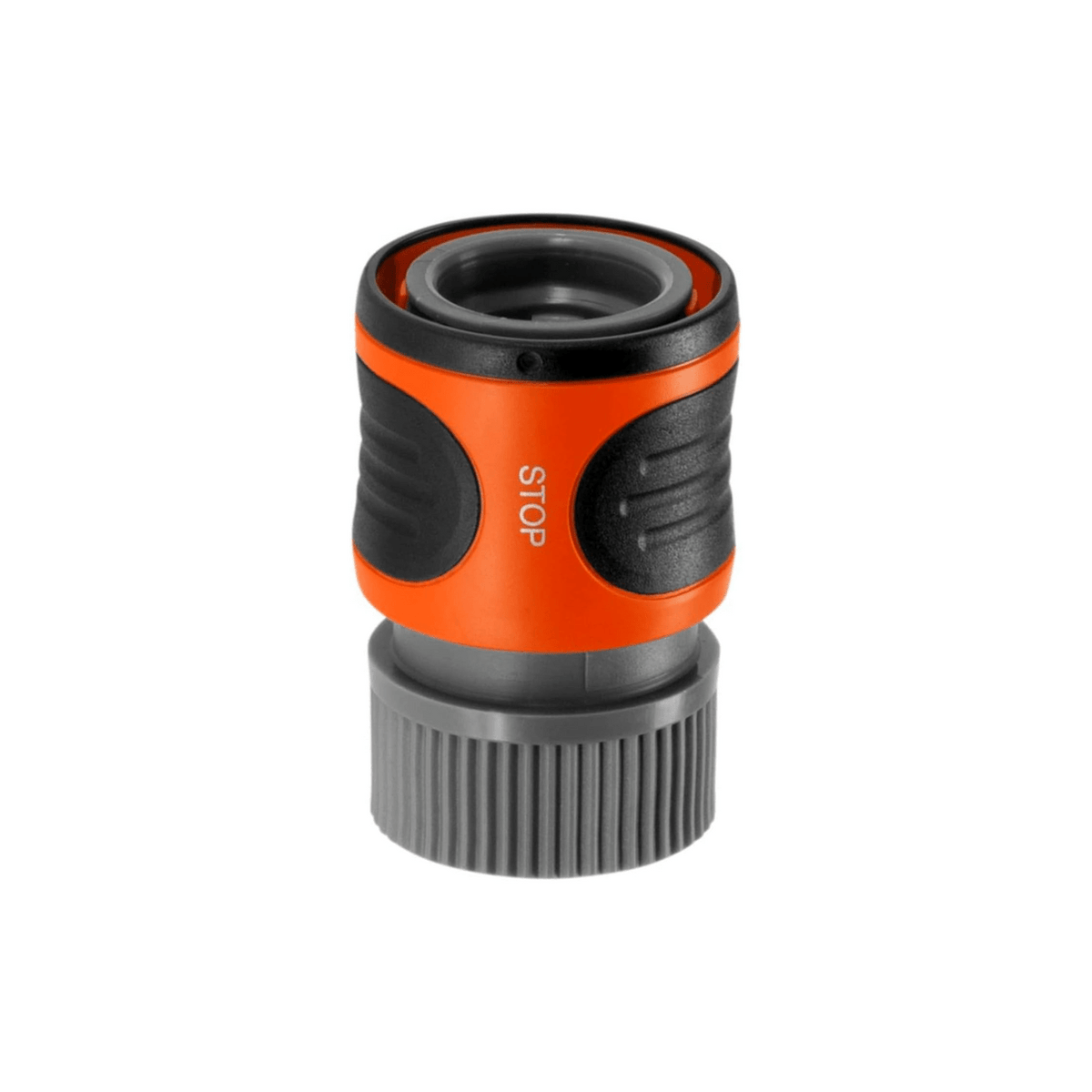Classic Garden Hose Connector with Water Stop by Gardena orange/black quick-connect on Tampa Home & Garden Store
